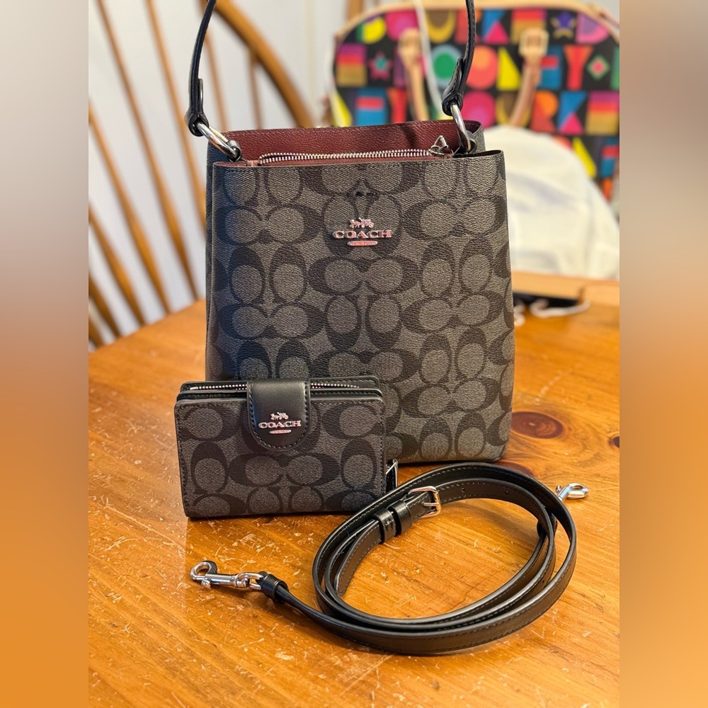 Coach Black/Gray Small Town Crossbody with Wallet